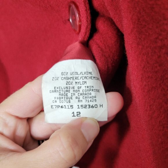 Vintage Jax Essentials Red Cashmere Wool Blend Jacket Coat Lined Pocket - Picture 6 of 11